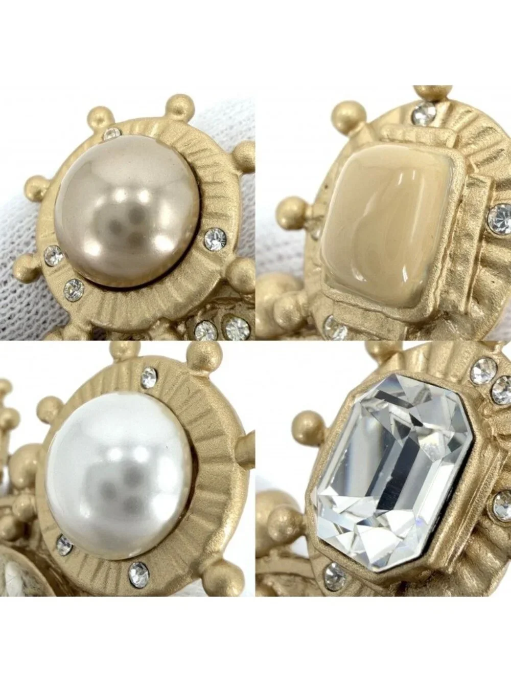 Chanel Big Brooch CC Logo Tweed Bijou Faux Pearl Rhinestone